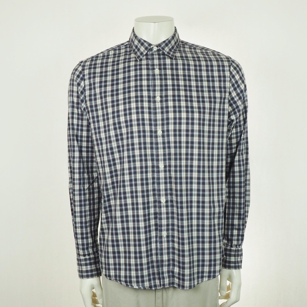 Faherty Reserve The Movement Button Down Shirt Mens Large Blue Plaid Stretch